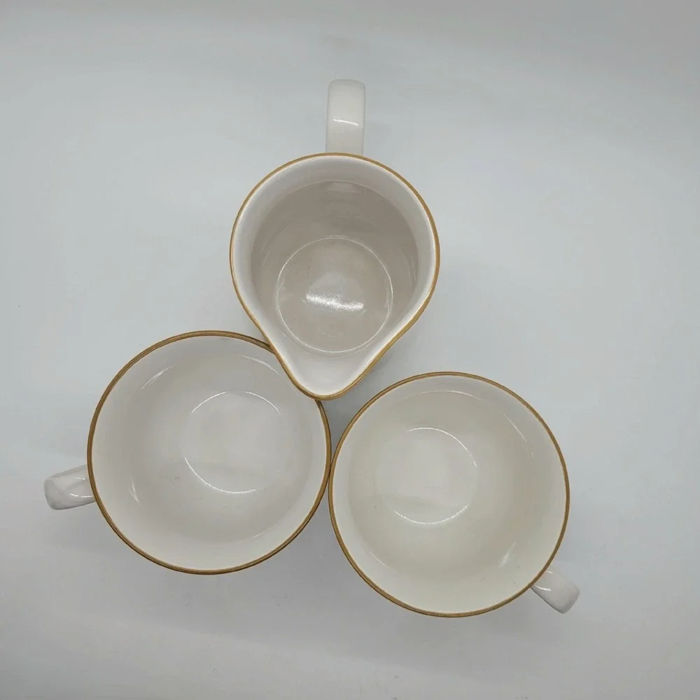 Johann Haviland Crowning Fashion China Creamer and 2 Mugs Set Tan Band Japan